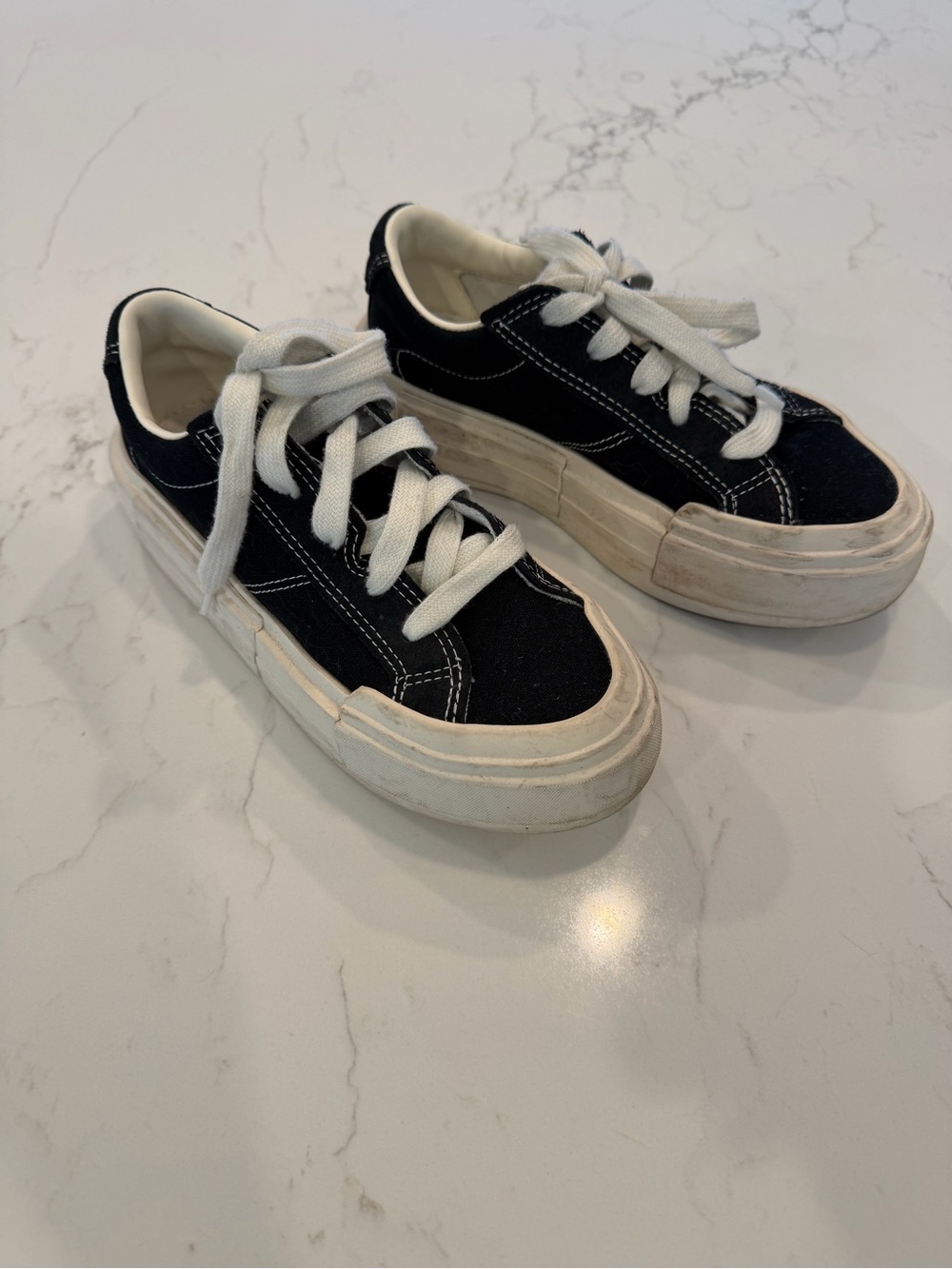 Black Canvas Low-Top Sneakers with White Laces